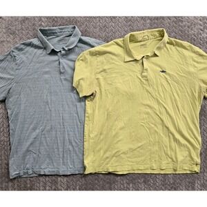 2 Patagonia‎ Squeaky Clean Polo Shirt Mens XL Blue Striped Trout Fitz Roy Yellow